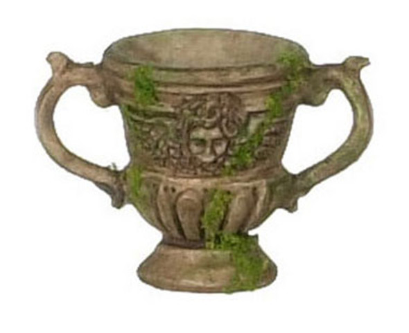 FALCON - Dollhouse Urn, Brown With Moss- 3 pcs for 1" Scale Dollhouse Miniature (FCA1049B)