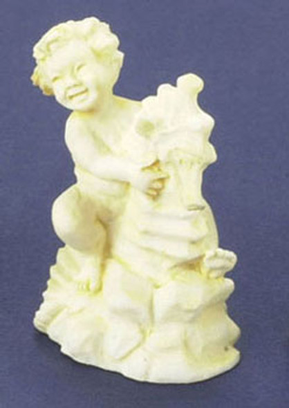 FALCON - Dollhouse Boy On Seahorse Statue - Ivory 1" Scale Dollhouse Miniature FCA1498IV