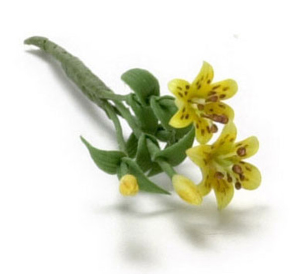 FALCON - Miniature Tiger Lily, Large Stem- Yellow for 1" Scale Dollhouse Miniature (FCA1648)