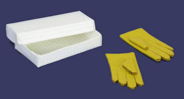 FALCON - Miniature Pair of Yellow Gloves in a Box for 1" Scale Dollhouse Miniature (FCA1846YW)