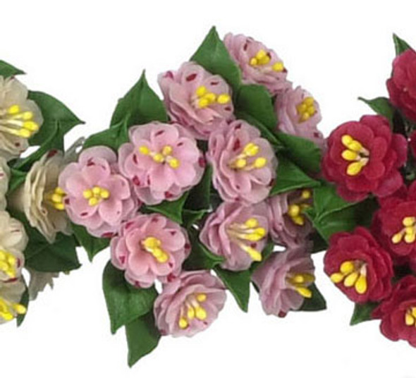 FALCON - Miniature Camelia, Pink- 1 Dozen Stems for 1" Scale Dollhouse Miniature (FCA2204PS)