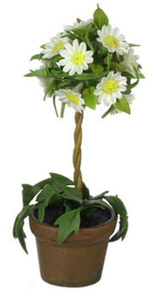 FALCON - Miniature White Daisy Topiary for 1" Scale Dollhouse Miniature (FCA2466)