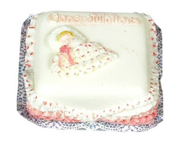 FALCON - Miniature Congratulations Cake for a Girl, 2 pieces for 1" Scale Dollhouse Miniature (FCA2805)