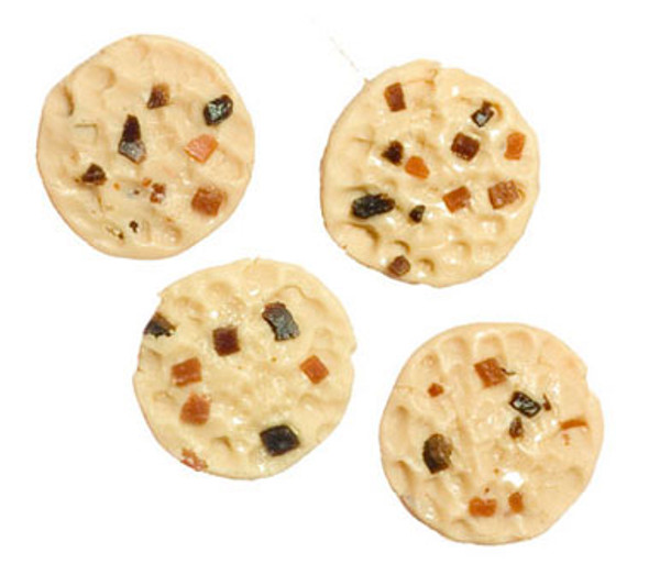 FALCON - Miniature Chocolate Chip Cookies, 4 pieces for 1" Scale Dollhouse Miniature (FCA2846)