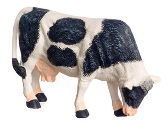 FALCON - Miniature Cow Figure- Eating, Black for 1/2" Scale Dollhouse Miniature (FCA3168BK)