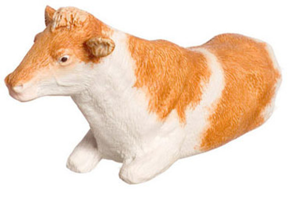 FALCON - Miniature Cow Figure- Laying, Brown for 1/2" Scale Dollhouse Miniature (FCA3169BR)
