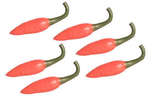 FALCON - Miniature Red Chilies, 6 pieces for 1" Scale Dollhouse Miniature (FCA3265)