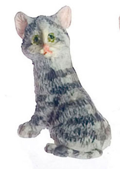 FALCON - Miniature Kitten Figure- Gray for 1" Scale Dollhouse Miniature (FCA3457GY)