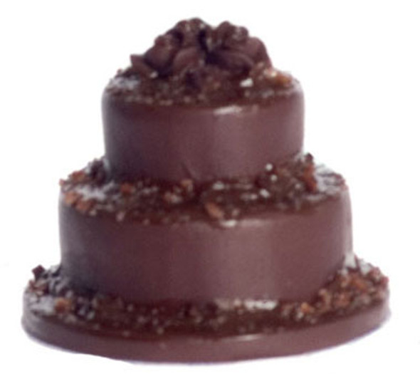 FALCON - Miniature Chocolate Cake, 2 pieces for 1" Scale Dollhouse Miniature (FCA3622)