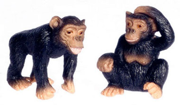 FALCON - Miniature Two Chimpanzee Figures for 1" Scale Dollhouse Miniature (FCA3794)