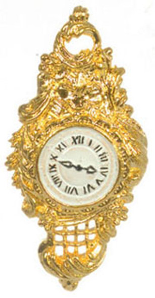 FALCON - Miniature Wall Ornament Clock, Small, 24-carat Gold Plated for 1" Scale Dollhouse Miniature (FCA3922)