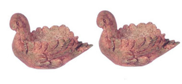 FALCON - Miniature Swan Planter- Gray Ancient 2 pieces for 1" Scale Dollhouse Miniature (FCA4010GA)