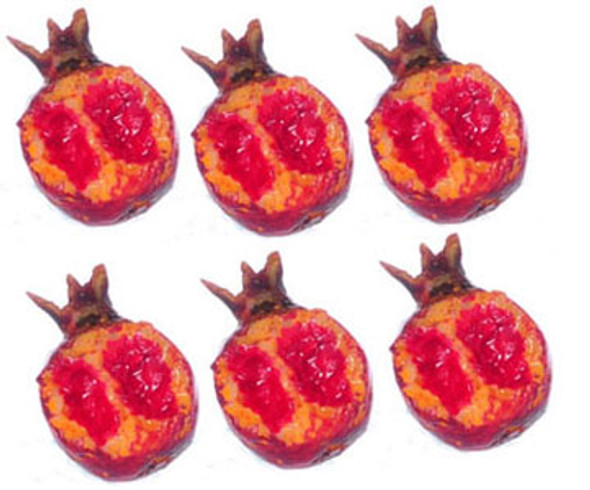 FALCON - Miniature Pomegranate Cut, in Half 6 Pieces for 1" Scale Dollhouse Miniature (FCA4057)