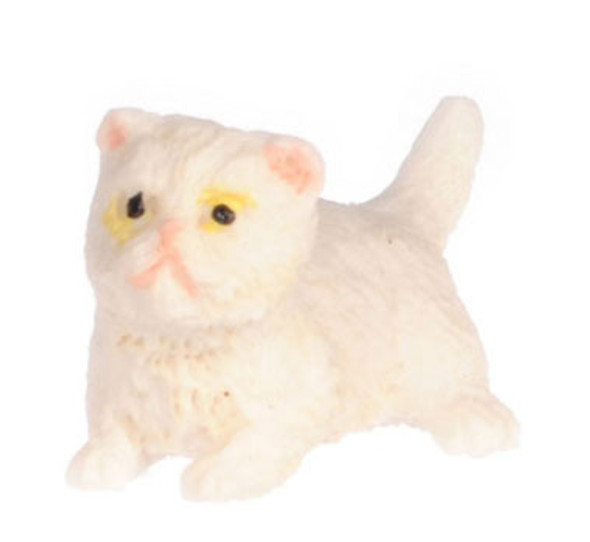 FALCON - Miniature Persian Kitten Figure, White for 1" Scale Dollhouse Miniature (FCA4144WH)