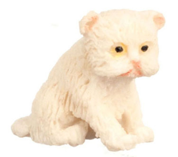 FALCON - Miniature Persian Kitten Figure, White for 1" Scale Dollhouse Miniature (FCA4161WH)