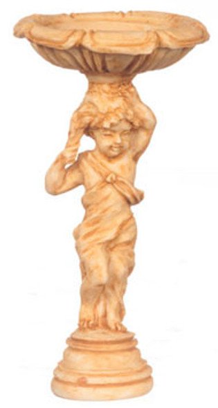 FALCON - Miniature Cherub Bird Bath,Tan, 2 pieces for 1" Scale Dollhouse Miniature (FCA4264TN)