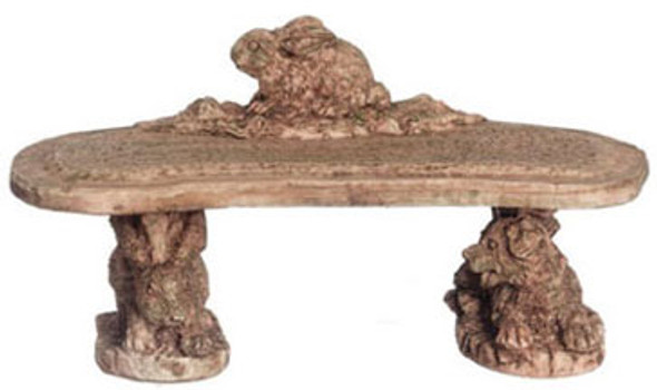 FALCON - Miniature Bunny Bench, Gray Ancient, 2 Pieces for 1" Scale Dollhouse Miniature (FCA4267GA)