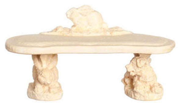 FALCON - Miniature Bunny Bench, Ivory, 2 pieces for 1" Scale Dollhouse Miniature (FCA4267IV)