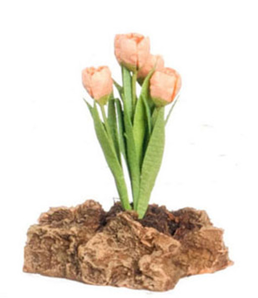 FALCON - 1" Scale Tulips Plant On The Rock Peach Dollhouse Miniature (MR1027H)