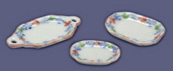 FALCON - 1" Scale 3 Piece Dinner Set Blue and Pink Dollhouse Miniature (PD5047)