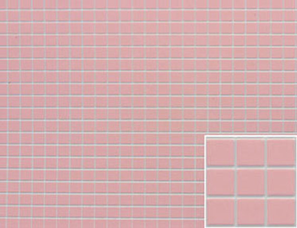 FAMOUS FLOORING - 1 Inch Scale Dollhouse Miniature - Tile: 1/4 Inch Squares 12x16 Pink (FF60630) 783970606303