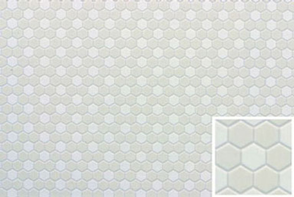 FAMOUS FLOORING - 1 Inch Scale Dollhouse Miniature - Tile: Hexagons 12x16 White (FF60690) 783970606907