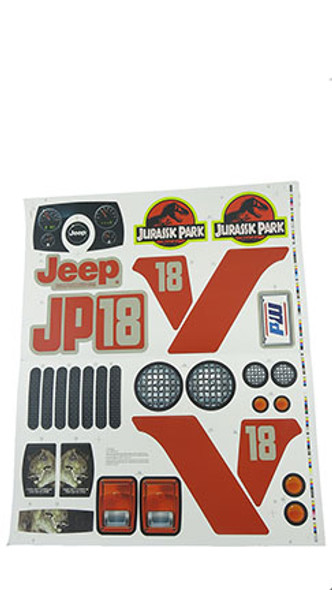 OakridgeStores.com | POWER WHEELS - 3900-6427 Label Sheet for FRC33 Jurassic Park Jeep Wrangler