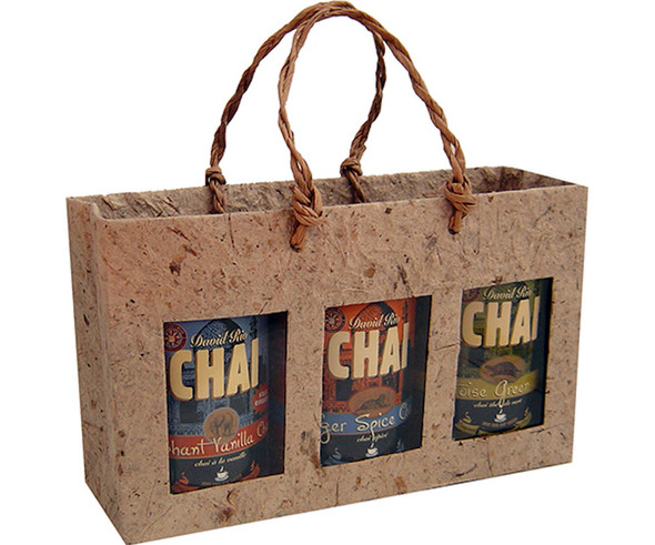 BELLA VITA - GB3M Natural - Handmade Paper 3 Bottle Gourmet Bags (GB3MNATURAL) 822372211132