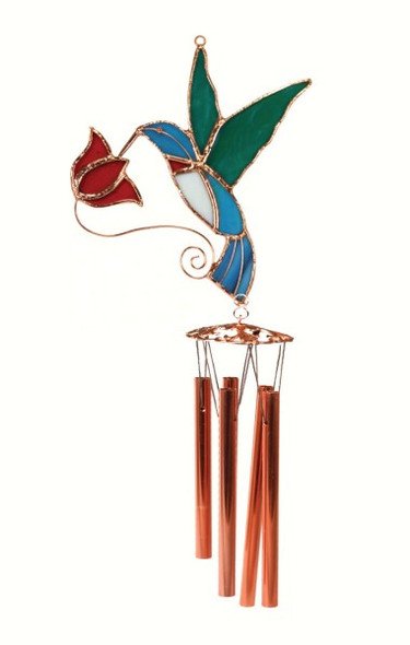 GIFT ESSENTIALS - Hummingbird with Red Flower Wind Chime GE138 645194776494