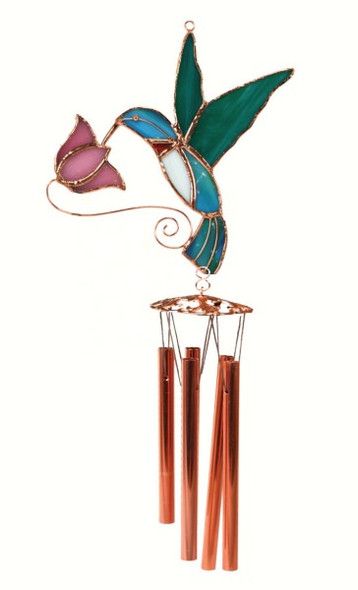 GIFT ESSENTIALS - Hummingbird with Pink Flower Wind Chime GE140 645194776517