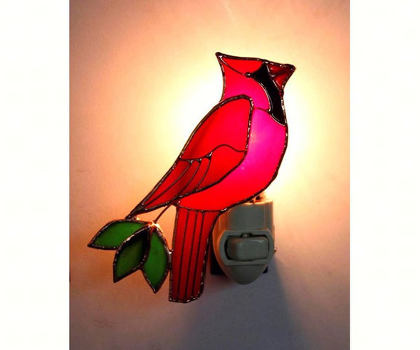 GIFT ESSENTIALS - Cardinal Stained Glass Nightlight GE266 645194902664