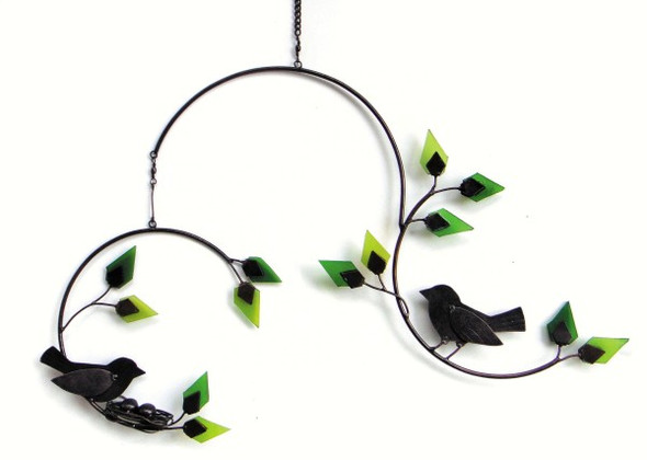 GIFT ESSENTIALS - Forest Birds Metal and Glass Mobile GEBLUEG461 804414020551