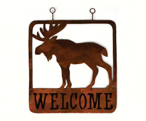 GIFT ESSENTIALS - Moose Square Rustic Welcome - Sign GEBLUEG525 804414905254