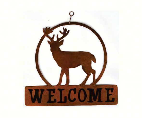 GIFT ESSENTIALS - Deer Round Rustic Welcome Sign GEBLUEG529 804414905292