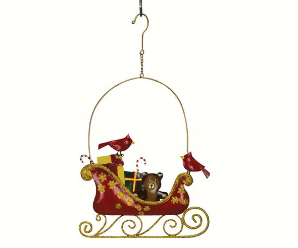 GIFT ESSENTIALS - Christmas Cardinals on a Sleigh Wall Decor (GEBLUEG551) 804414915512