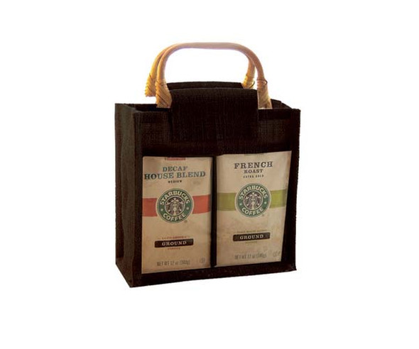 BELLA VITA - GJC2 Black - Jute 2 Compartment Coffee Bags (GJC2BLACK) 822372216045