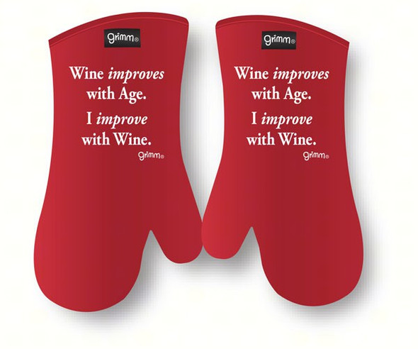 GRIMM - Wine improves with Age. I improve with Wine - Oven Mitt GRIMMIMPROVEMIT 621805118358