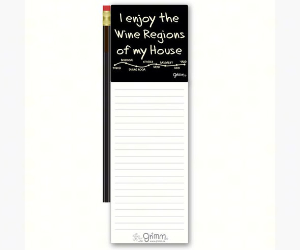 GRIMM - Magnetic Note Pad with Pencil: I enjoy the wine regions of my house GRIMMWINEMNP 621805113537