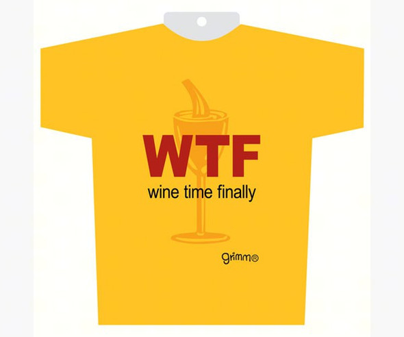 GRIMM - Cotton Jersey Wine Bottle Cover Tiny T-Shirt with Saying: WTF GRIMMWTFTT 621805117511