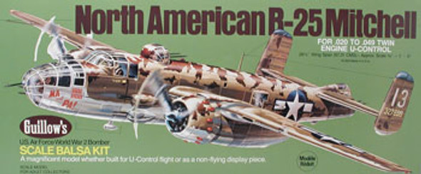 GUILLOWS - B-25 Mitchell Balsa Wood Airplane Model Kit (805) 072365008052