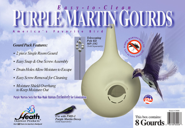 HEATH - 8-Pk. 2 Piece Easy Clean Purple Martin Gourd Starling Resistant - RH (HEATH30008) 085199300087