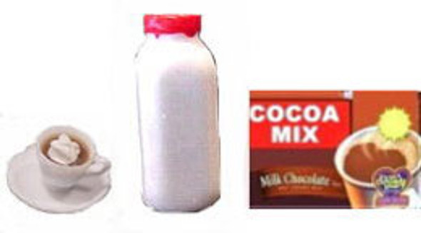 HUDSON RIVER - 1 Inch Scale Dollhouse Miniature - Hot Cocoa Mix Quart Of Milk Cup Of Cocoa (HR54048)