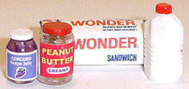 HUDSON RIVER - 1 Inch Scale Dollhouse Miniature - Kitchen Set Number 2 Peanut Butter Jelly Bread And Milk (HR54121)