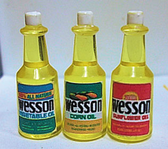 HUDSON RIVER - 1" Scale Dollhouse Miniature - Wesson Oil Set-48 Oz.- Vegetable, Corn, Sunflower (54201S)