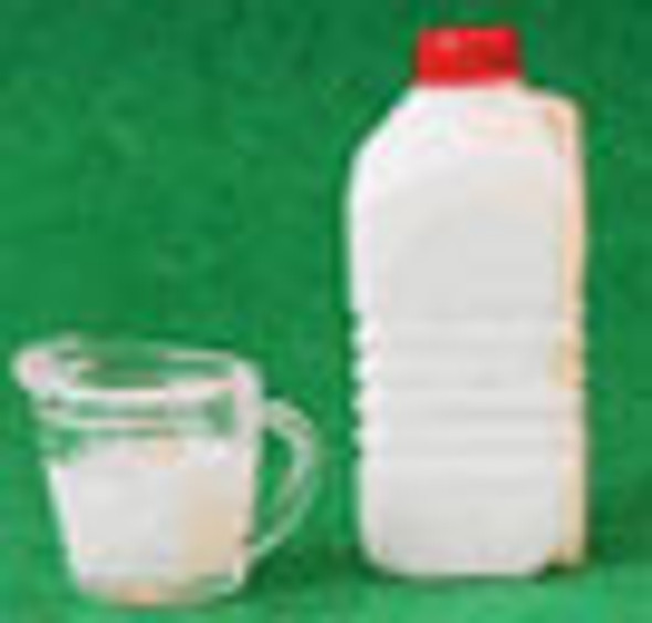 HUDSON RIVER - 1" Scale Measuring Cup with 1/2 Gallon Milk Bottle Dollhouse Miniature (54331)