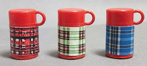HUDSON RIVER - 1" Scale Dollhouse Miniature - Thermos Set-Red, Green, Blue (57001S)