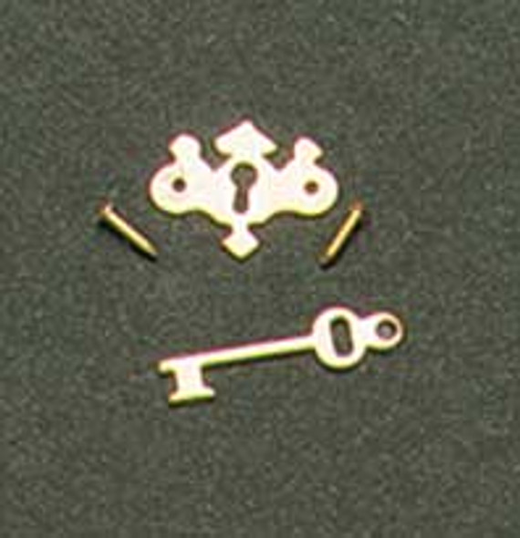 HOUSEWORKS - 1 Inch Scale Dollhouse Gold Plated Brass Chippendale Keyplate (1103) 022931011030