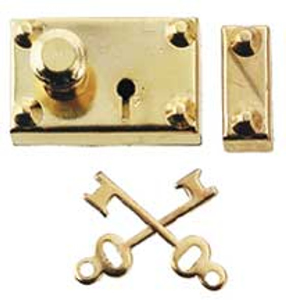 HOUSEWORKS - 1 Inch Scale Dollhouse Miniature - Americana Lockset With Key 1 Set (HW1134) 022931011344