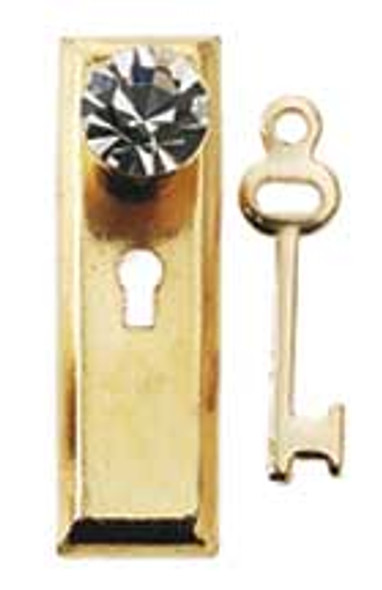 HOUSEWORKS - 1 Inch Scale Dollhouse Crystal Classic Door Knob with Key (1142) 022931011429