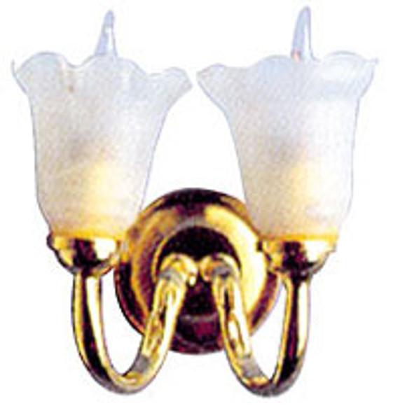 HOUSEWORKS - 1 Inch Scale Dollhouse Miniature - Double Frosted Tulip Wall Sconce (HW2673) 022931026737